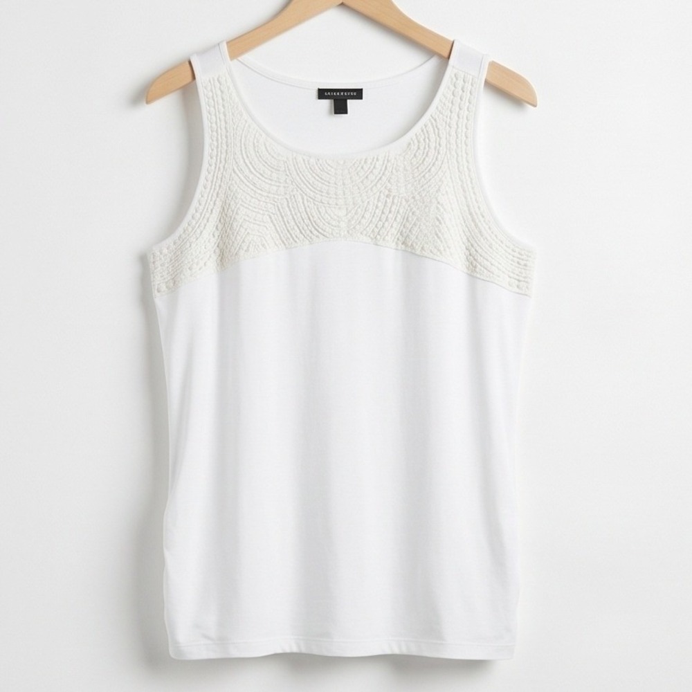 Lane Bryant 22/24 White Beaded Embellished Tank Top Fairycore Boho Balletcore